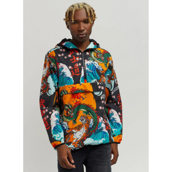 Reason Other - Reason Windbreaker hooded jacket small dragon tiger half zip